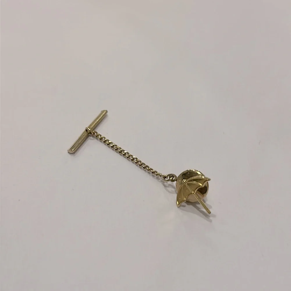 Vintage Umbrella TieTack Lapel Pin Gold-toned